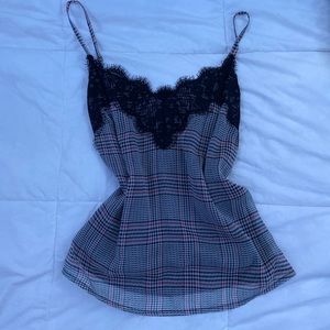 black laced gray cami